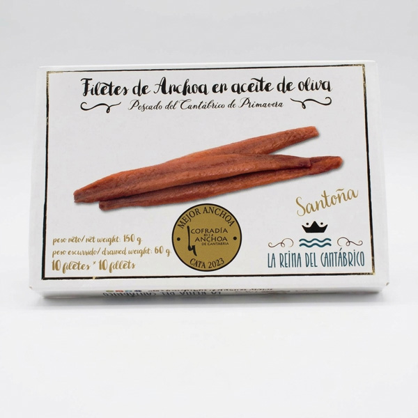 Filetes Anchoa en aceite de Oliva La Reina del Cantábrico, vista frontal