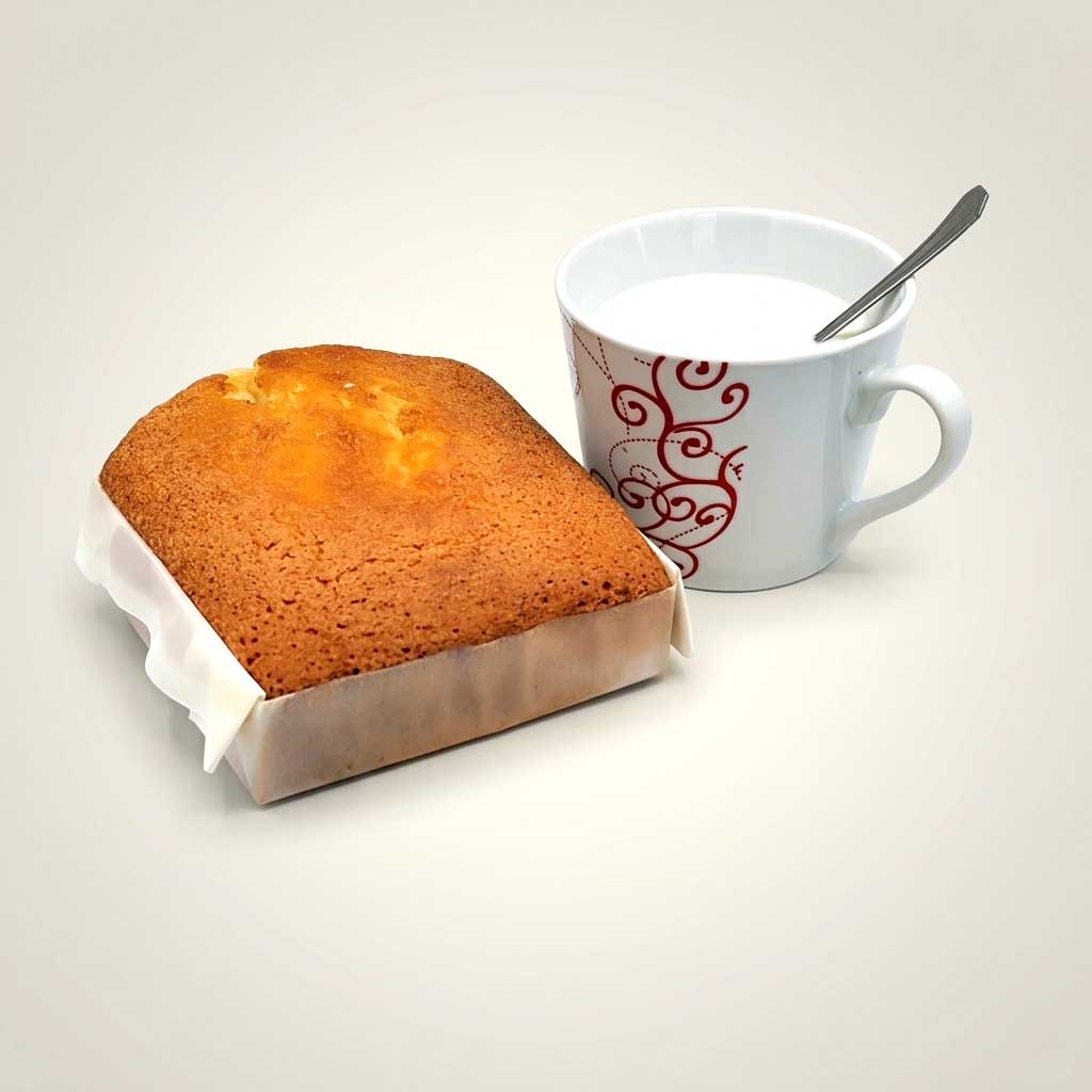 Sobao El Andral, sobao con taza de leche