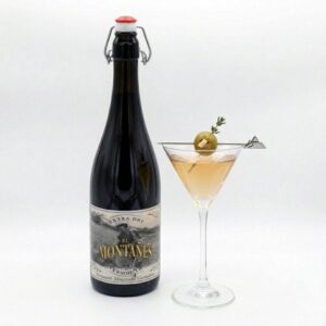 Vermouth El Montañés Extra Dry, presentación con copa