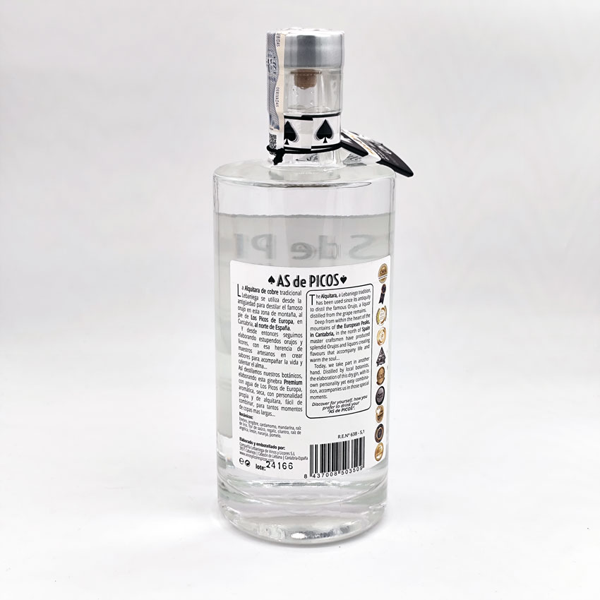 La Casuca de Marivan, Ginebra classic As de Picos, botella, vista trasera