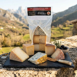Tabla Quesos Leche Cruda Picos Europa - 5 quesos - quesería Andara - composición exterior