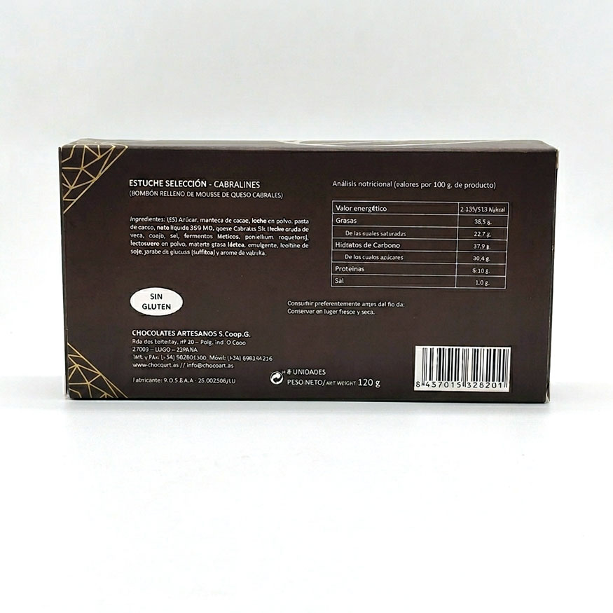 La Casuca de Mariván, bombones de chocolate con mousse de queso de cabrales