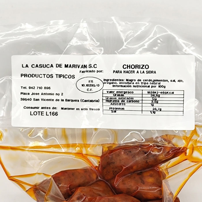 La Casuca de Mariván - Chorizos para hacer a la sidra, fabricados para La Casuca de Mariván