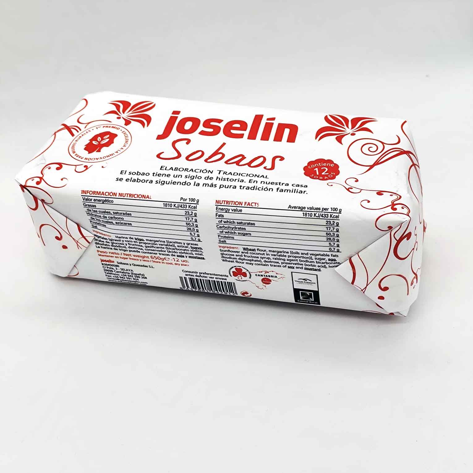 Sobaos Pasiegos Joselín - Paquete 12 unidades (650 g)