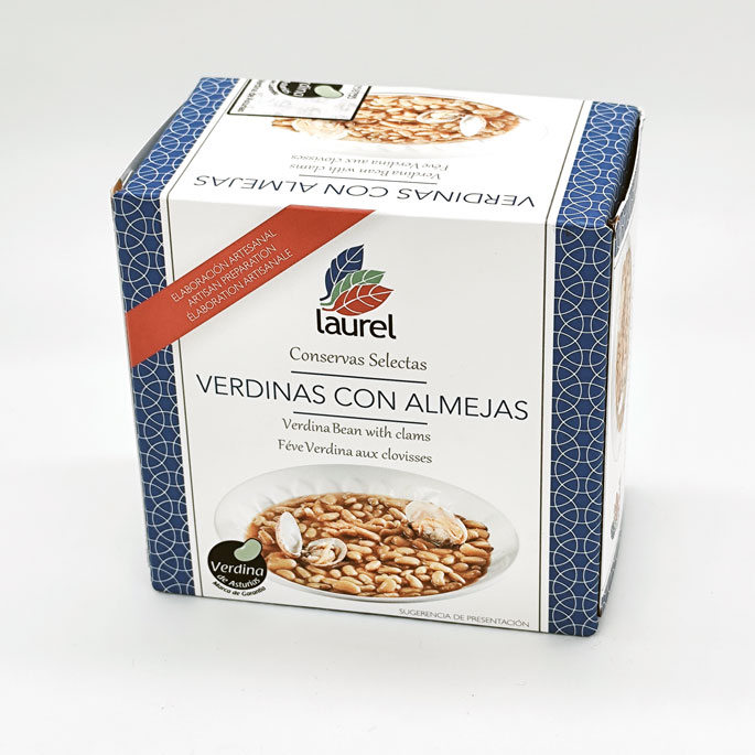 La Casuca de Marivan - Verdinas Almejas Conservas Laurel (caja frontal)