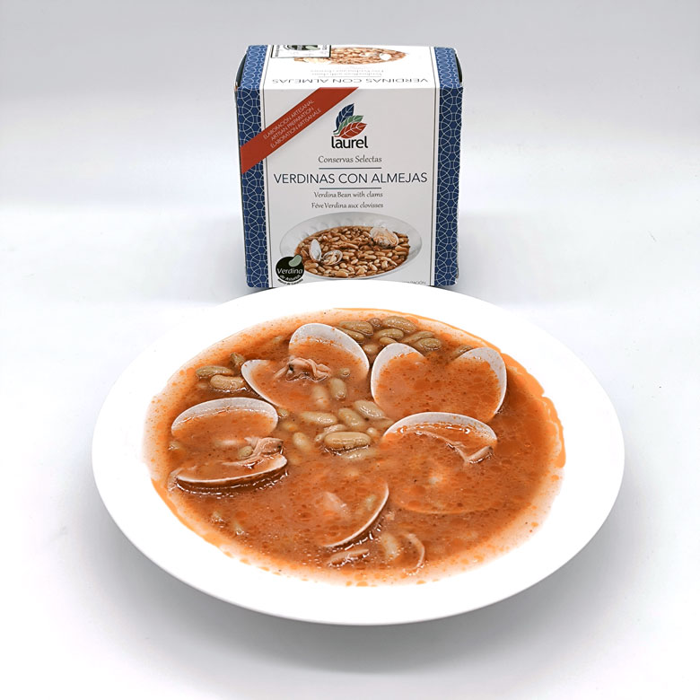 La Casuca de Marivan - Verdinas Almejas Conservas Laurel (plato servido caja fondo)